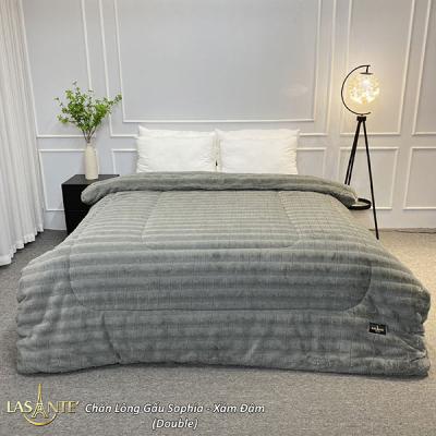 Chăn lông gấu Lasante Sophia xám đậm (Double)