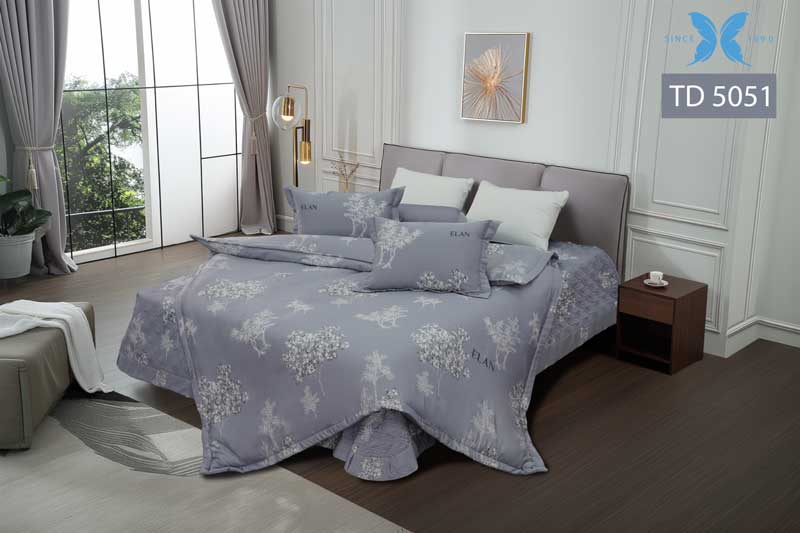 Bộ ga chun chần Tencel in cao cấp TD5051